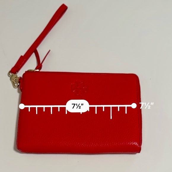 Tory Burch Women's deep red  Large Pebbled zip around clutch/wallet - Picture 6 of 9